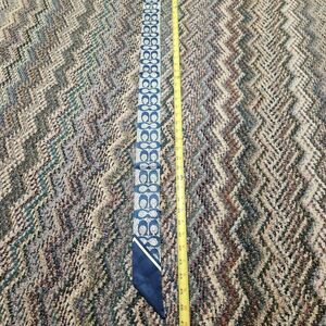 Coach Blue Signature Print Silk Skinny Scarf